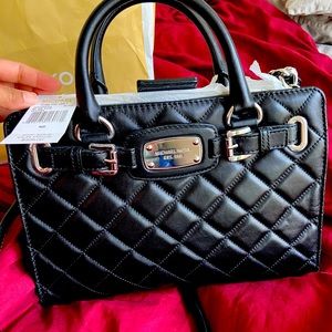 Michael Kors black soft Hamilton quilt bag